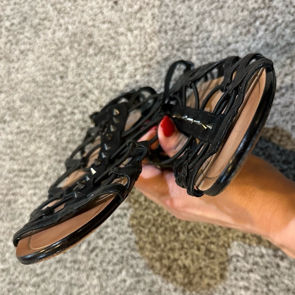 BRIAN ATWOOD Size 6.5 Black Gladiator Agustina Snake Sandals Studs Spikes R $220 - Picture 5 of 9